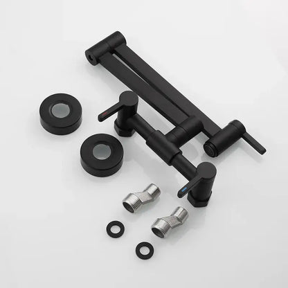 Matte black brass foldable pot filler tap kitchen wall faucet