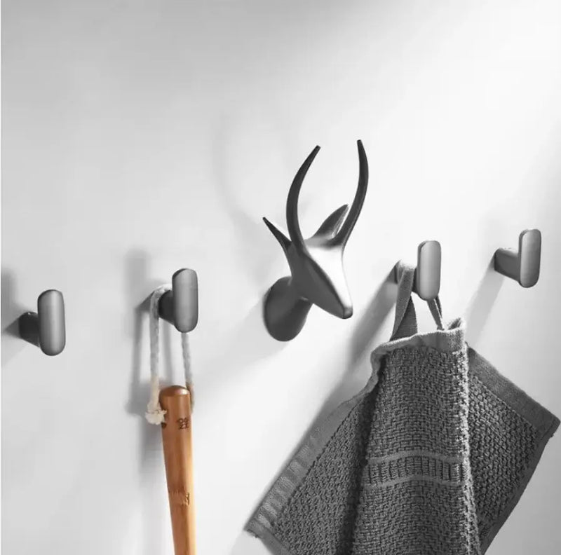 Matte black brass gray deer hook entryway wall hanging