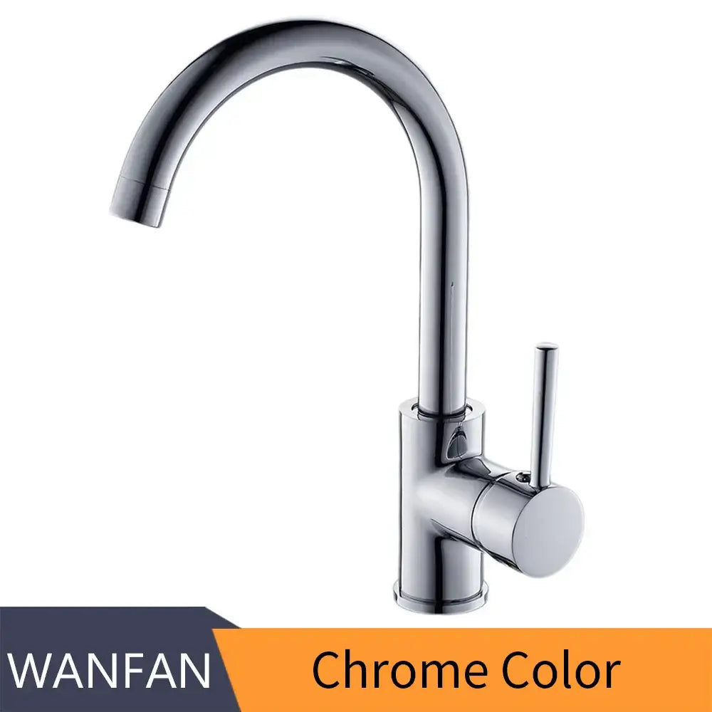 Matte black brass kitchen faucet with curved swivel spout