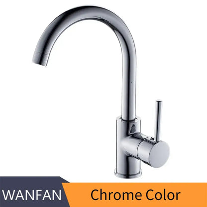 Matte black brass kitchen faucet with curved swivel spout