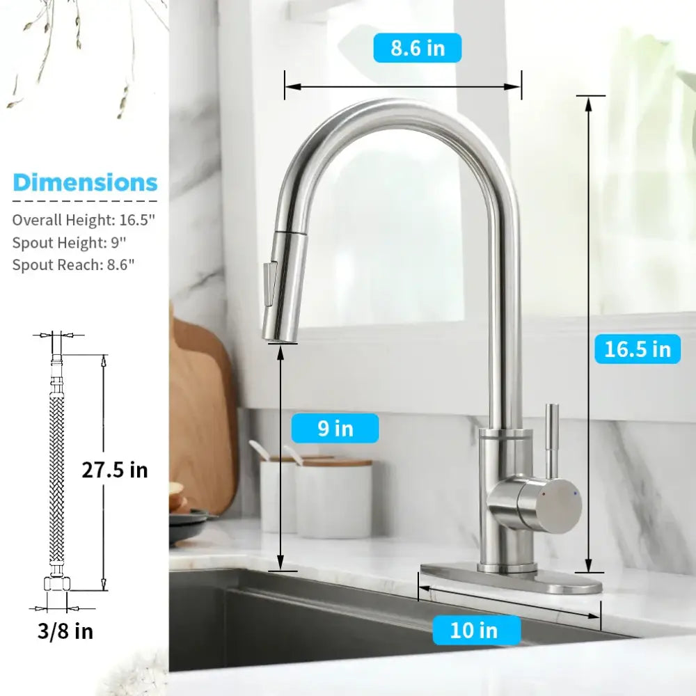 Matte black brass led kitchen faucet with color changing water tap
