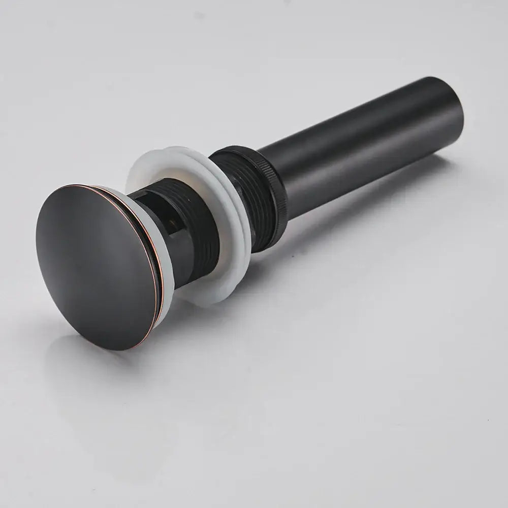 Matte black brass vessel sink pop up drain with overflow bathroom