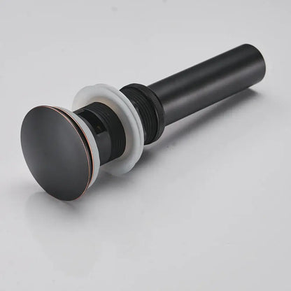 Matte black brass vessel sink pop up drain with overflow bathroom