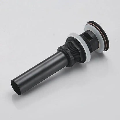 Matte black brass vessel sink pop up drain with overflow bathroom