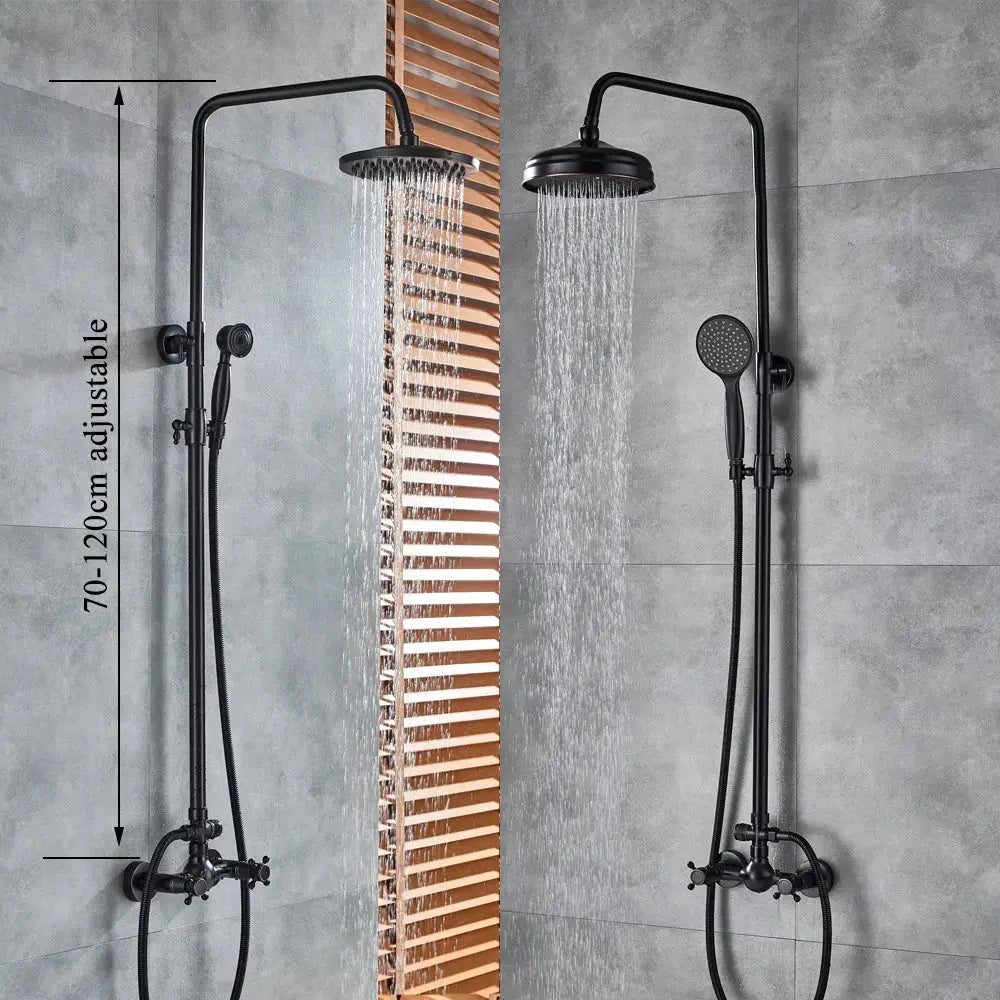 Matte black & bronze shower faucet set bathroom rain shower head