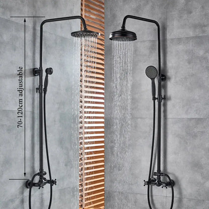 Matte black & bronze shower faucet set bathroom rain shower head