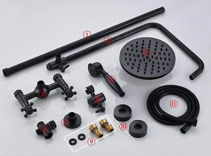 Matte black & bronze shower faucet set bathroom rain shower head