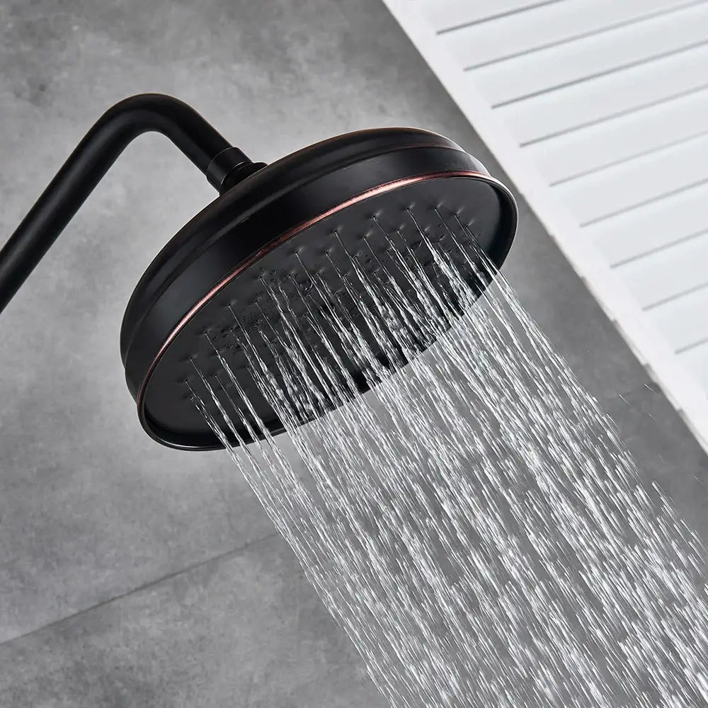 Matte black & bronze shower faucet set bathroom rain shower head