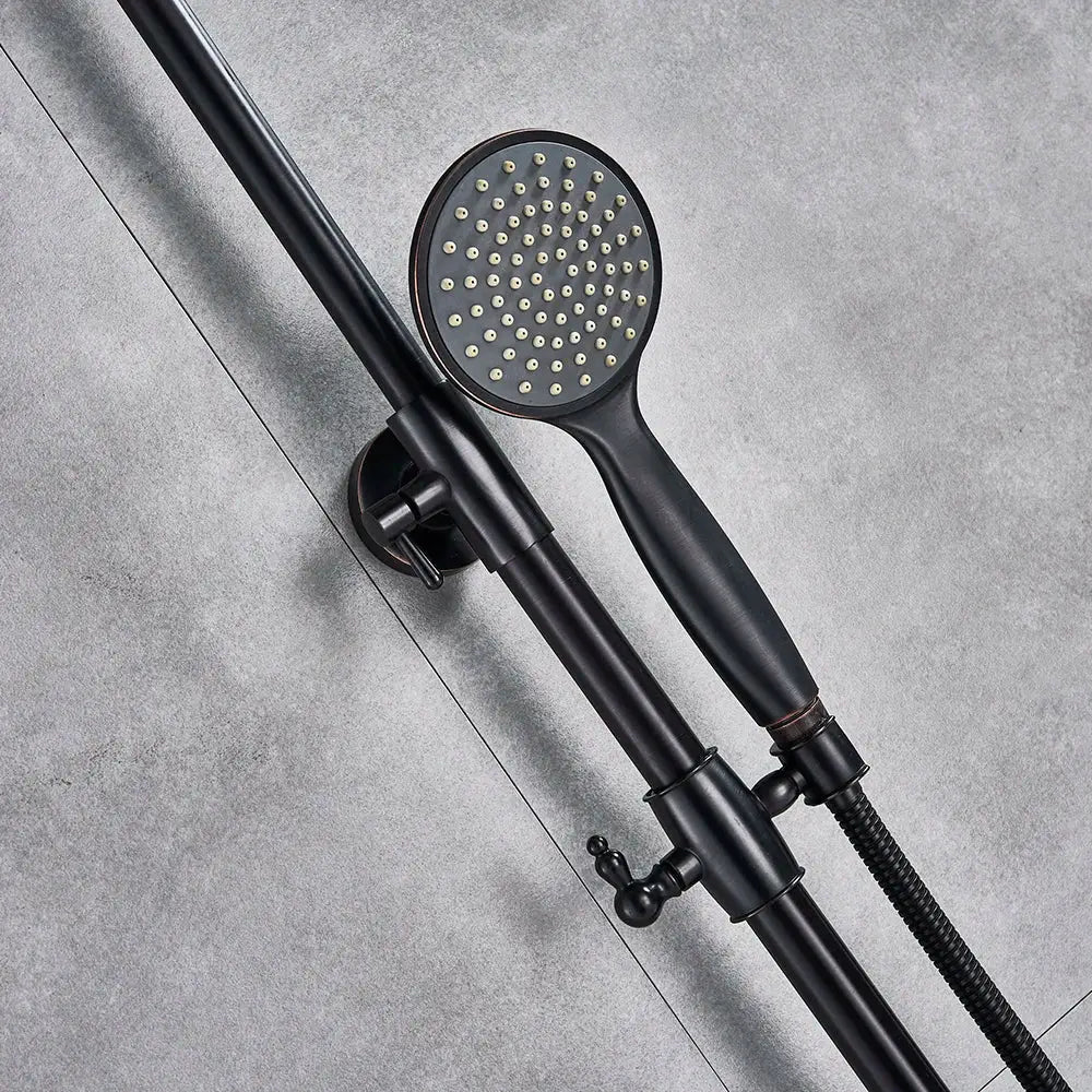 Matte black & bronze shower faucet set bathroom rain shower head
