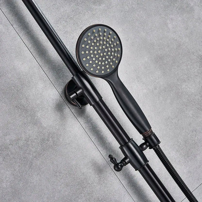 Matte black & bronze shower faucet set bathroom rain shower head