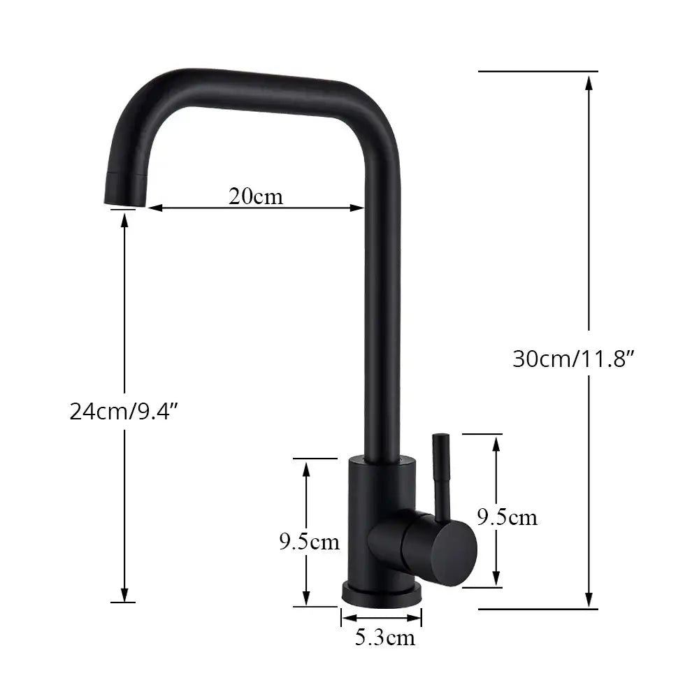 Matte black & brushed nickel kitchen faucet with curved spout