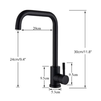 Matte black & brushed nickel kitchen faucet with curved spout