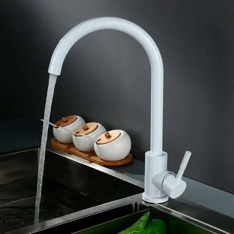 Matte black & brushed nickel kitchen faucet with curved spout
