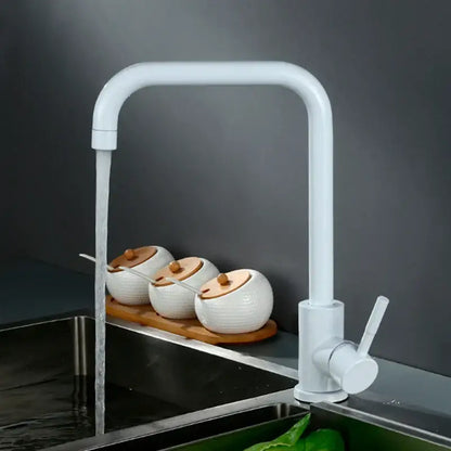 Matte black & brushed nickel kitchen faucet with curved spout