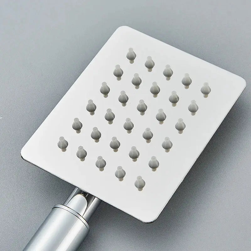 Matte black & brushed silver stainless steel handheld shower head bathroom