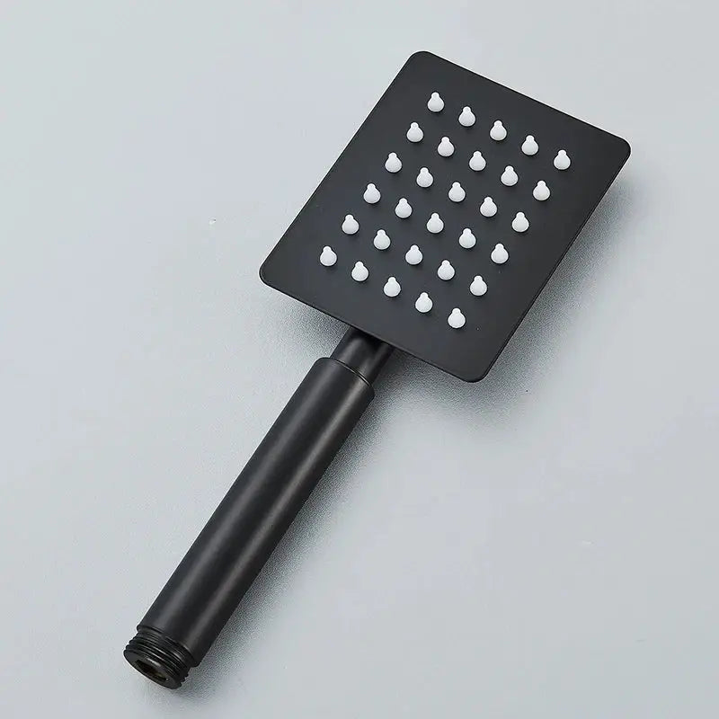 Matte black & brushed silver stainless steel handheld shower head bathroom