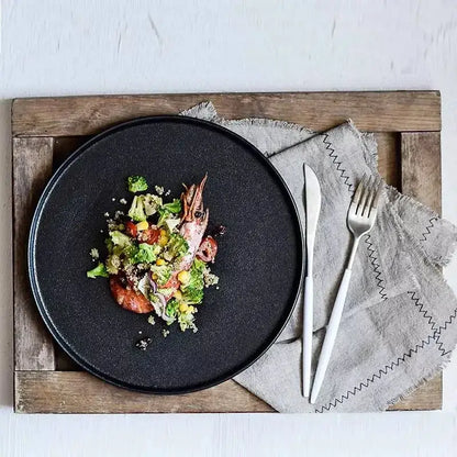Matte black ceramic dinner plate dining room salad tray