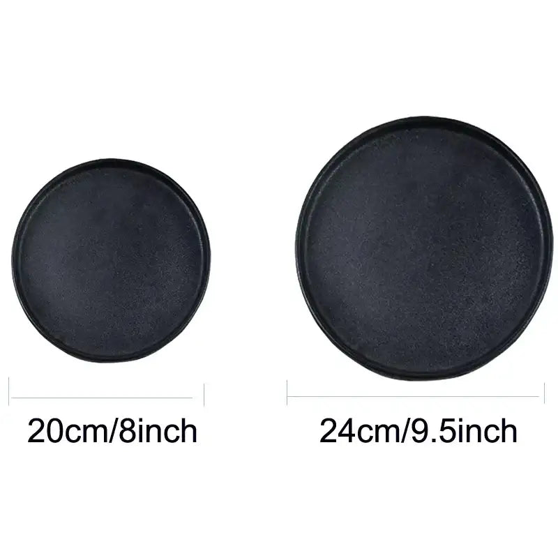 Matte black ceramic dinner plate dining room salad tray