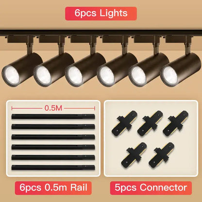 Matte black cob chandelier track ceiling spotlights living room