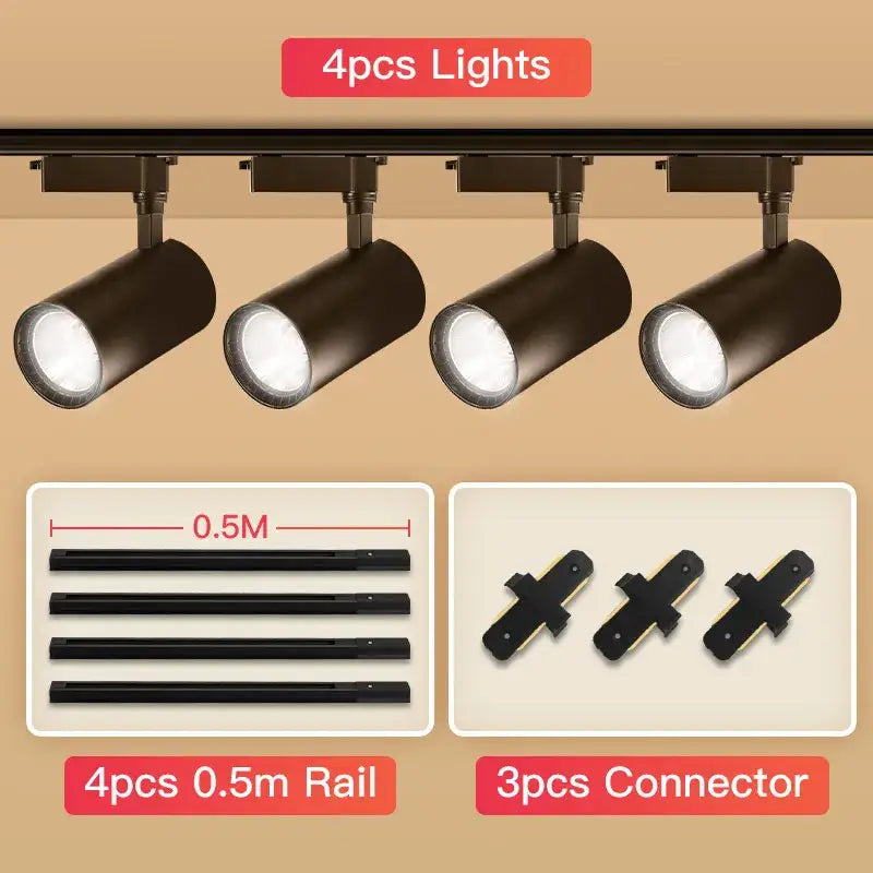 Matte black cob chandelier track ceiling spotlights living room