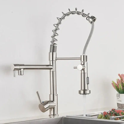 Matte black brass kitchen faucet with swivel spout