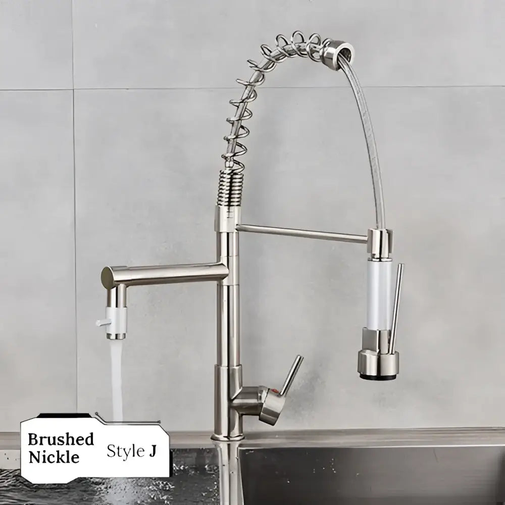 Matte black brass kitchen faucet with swivel spout