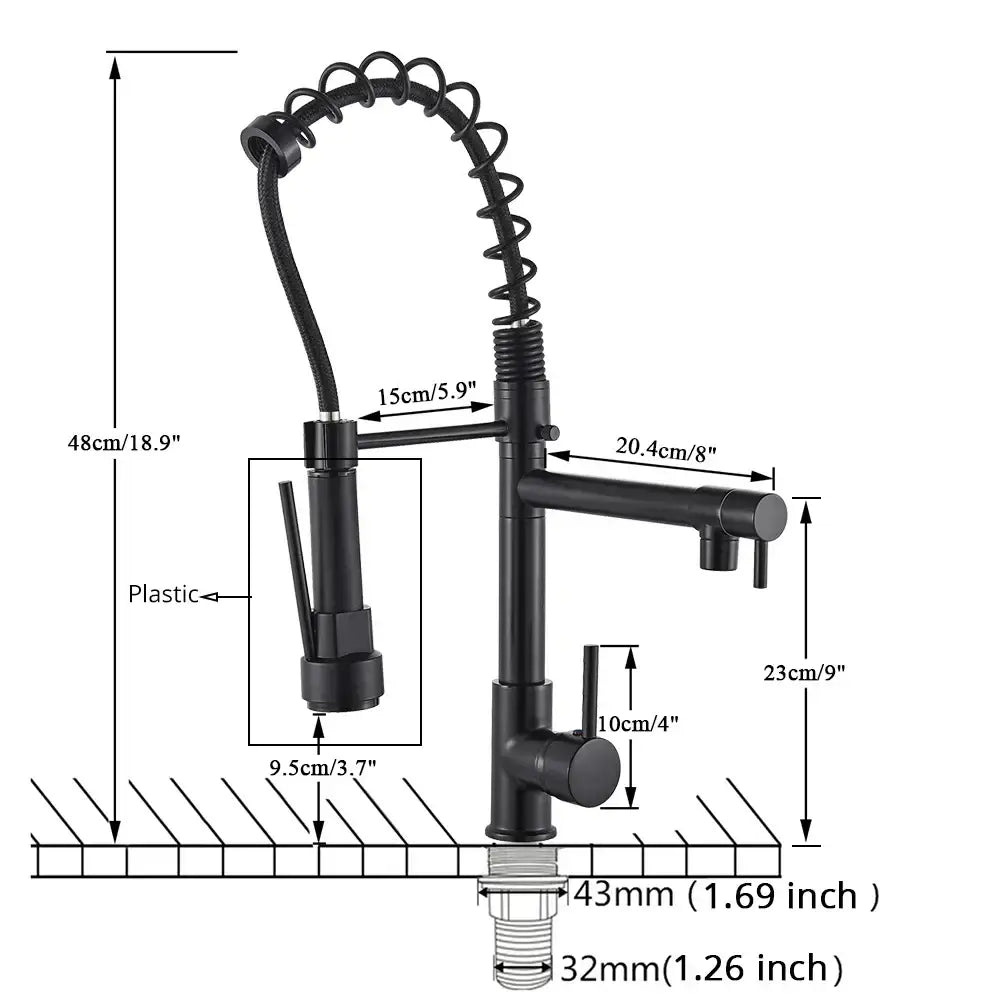 Matte black brass kitchen faucet with swivel spout