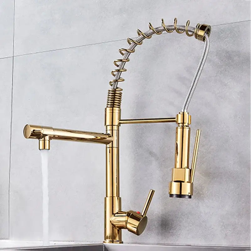 Matte black brass kitchen faucet with swivel spout