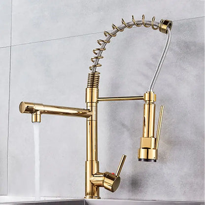 Matte black brass kitchen faucet with swivel spout