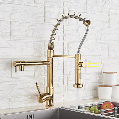 Matte black brass kitchen faucet with swivel spout