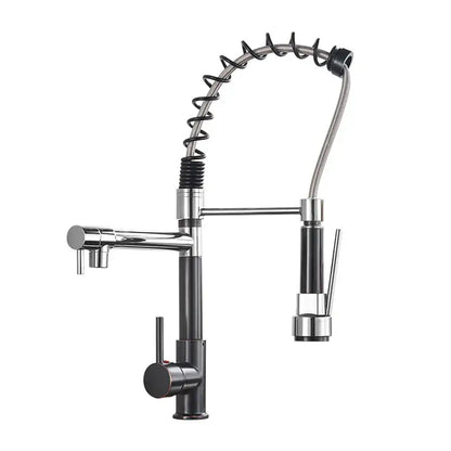 Matte black brass kitchen faucet with swivel spout
