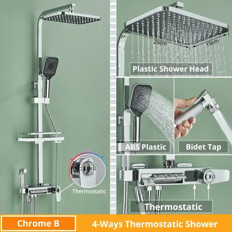 Matte black digital display shower faucet set bathroom