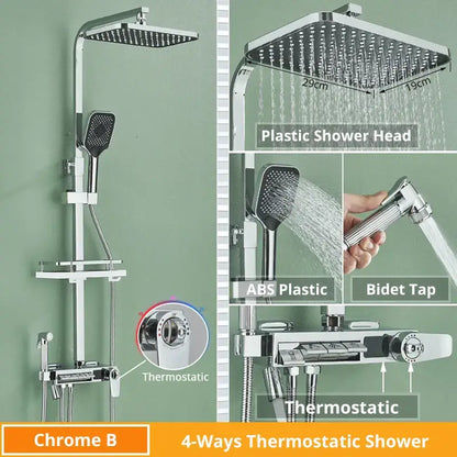 Matte black digital display shower faucet set bathroom
