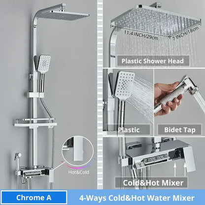 Matte black digital display shower faucet set bathroom