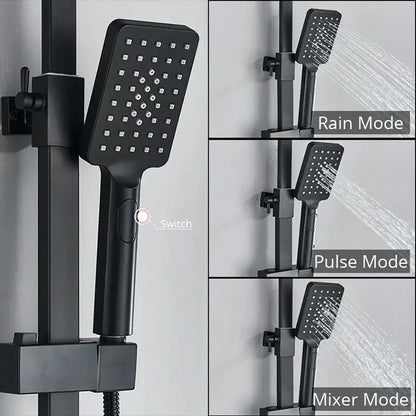 Matte black digital display shower faucet set bathroom