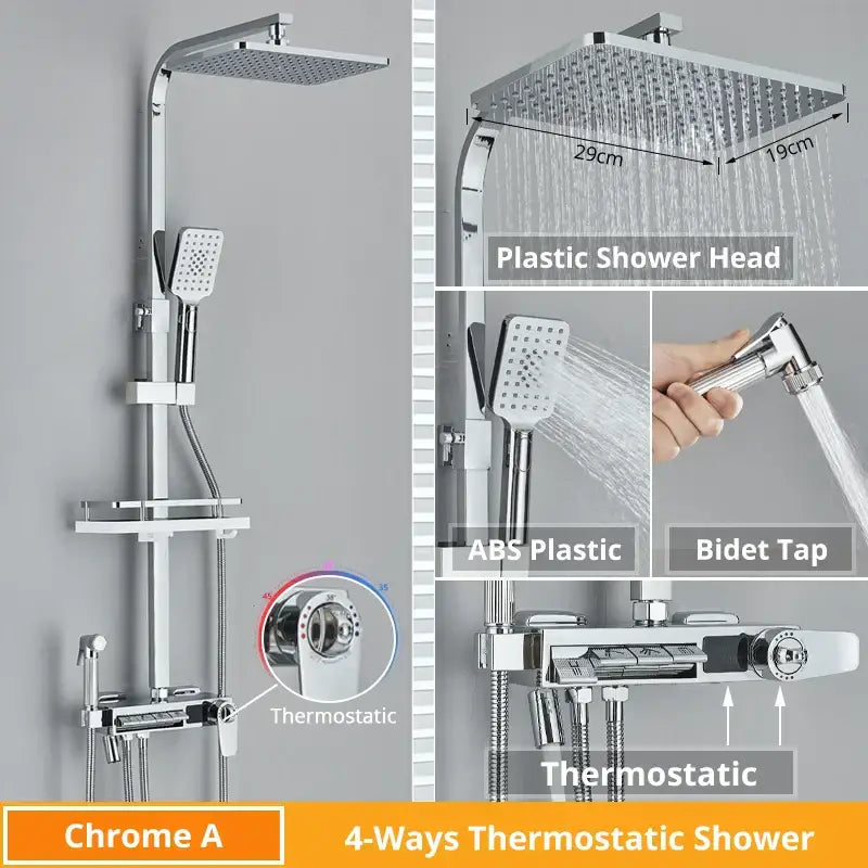 Matte black digital display shower faucet set bathroom
