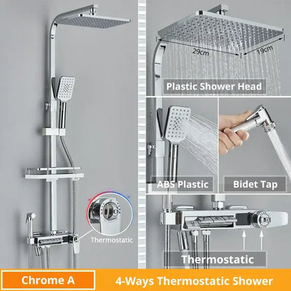 Matte black digital display shower faucet set bathroom