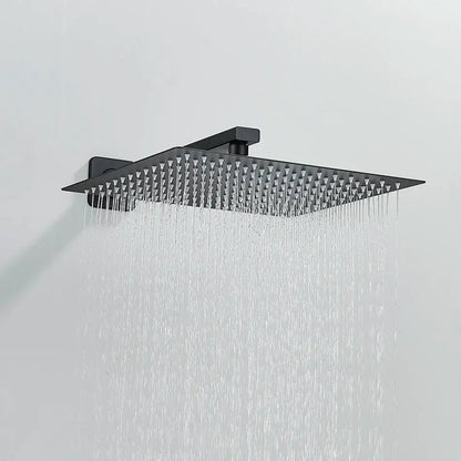Matte black digital display shower faucet set bathroom rainfall head