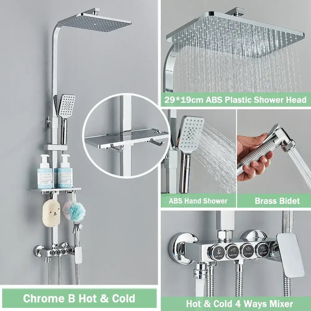 Matte black digital rainfall shower faucet set for bathroom