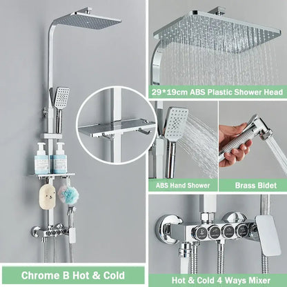 Matte black digital rainfall shower faucet set for bathroom