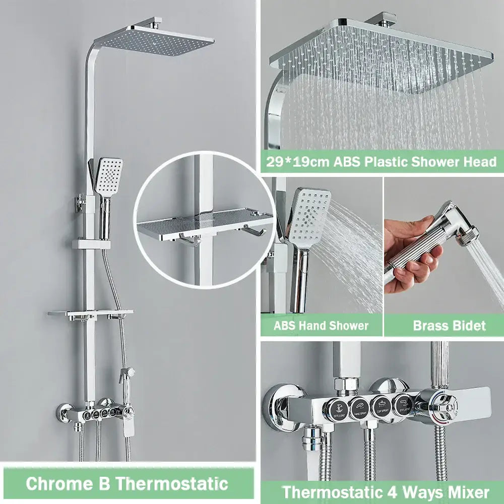 Matte black digital rainfall shower faucet set for bathroom