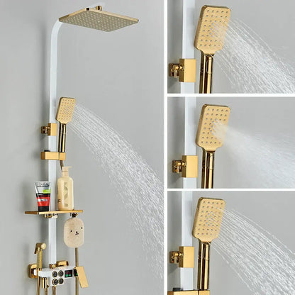 Matte black digital rainfall shower faucet set for bathroom
