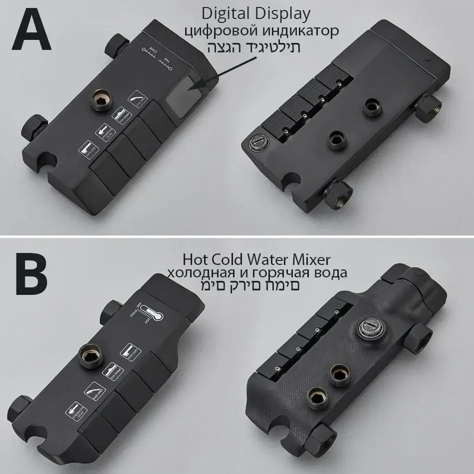 Matte black digital rainfall shower system bathroom faucet kit
