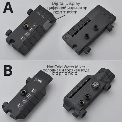 Matte black digital rainfall shower system bathroom faucet kit