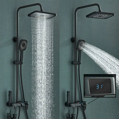 Matte black digital rainfall shower system bathroom faucet kit