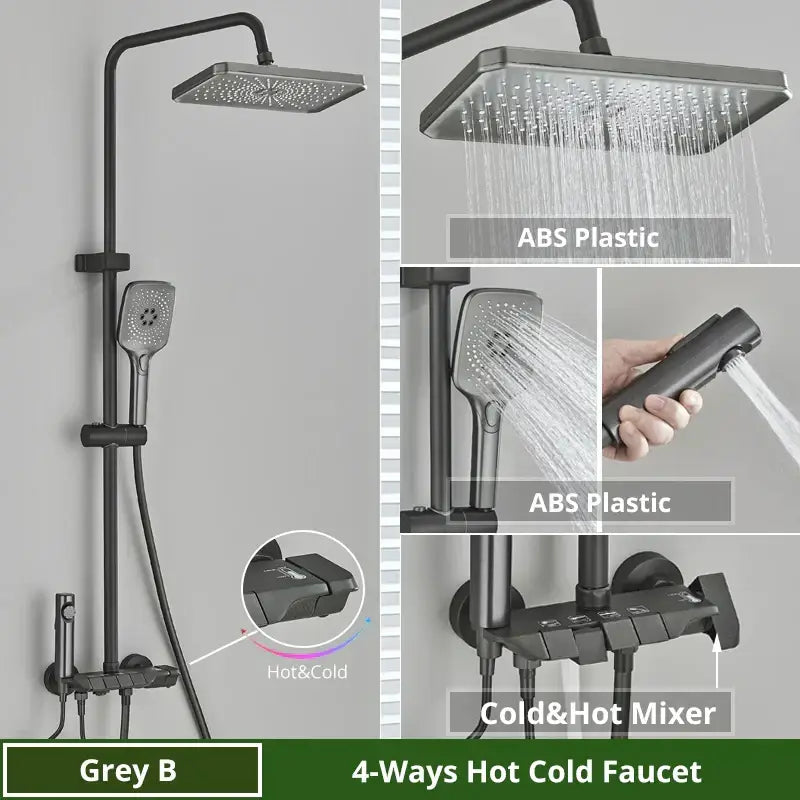 Matte black digital rainfall shower system bathroom faucet kit