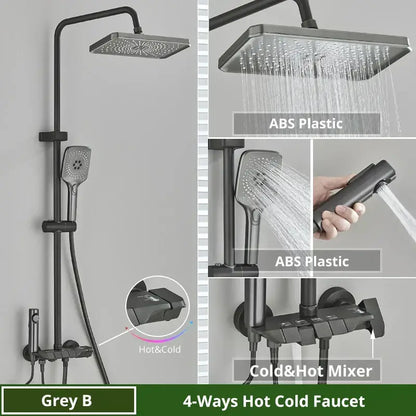 Matte black digital rainfall shower system bathroom faucet kit