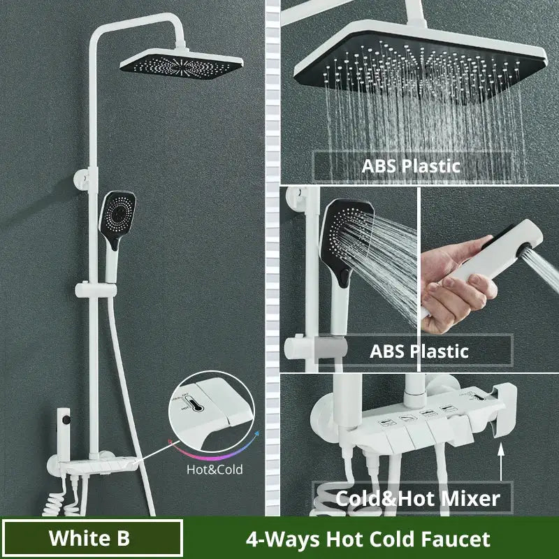 Matte black digital rainfall shower system bathroom faucet kit