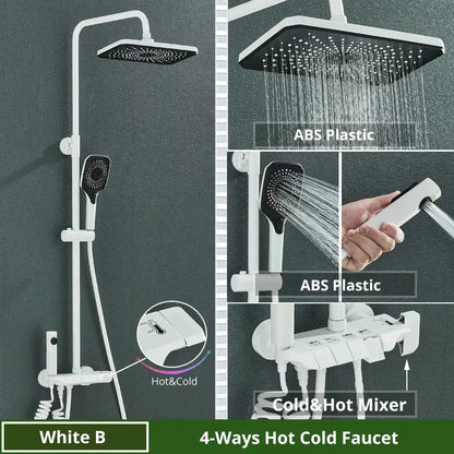 Matte black digital rainfall shower system bathroom faucet kit