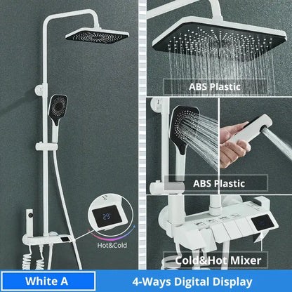 Matte black digital rainfall shower system bathroom faucet kit